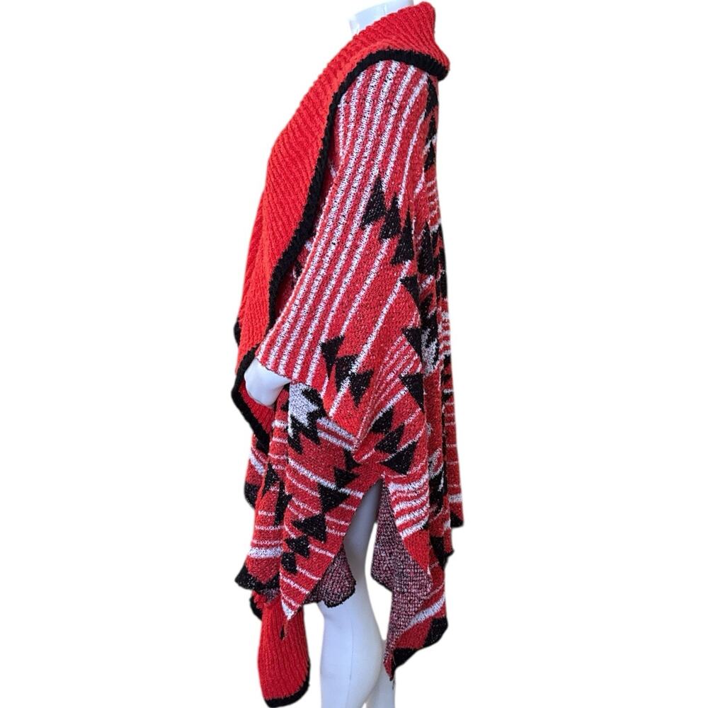 Free People Acadia Cozy Kimono Aztec Chunky Open Front One Size - Picture 2 of 8